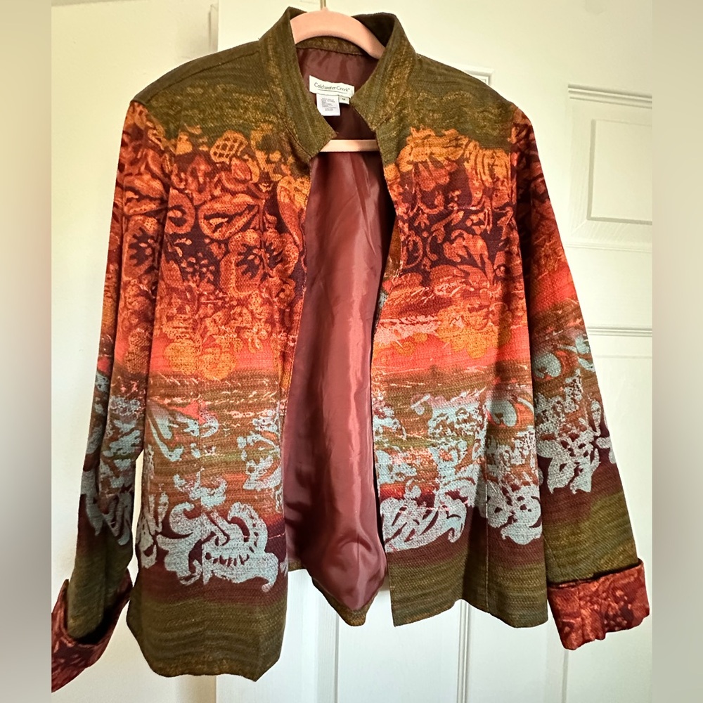 Coldwater Creek Olive, Blue, and Burgundy Jacket